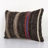 Vintage Mid Century Goat Hair Brown Kilim Pillow With Tradit | Cushion in Pillows by Vintage Pillows Store