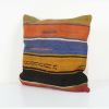 Handwoven Black and Brown Striped Turkish Kilim Pillow | Sham in Linens & Bedding by Vintage Pillows Store. Item made of cotton with fiber