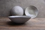 STC open pasta bowl "TEXTURED" - organic natural shape stone | Dinnerware by Laima Ceramics. Item composed of stoneware in minimalism style