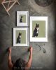 Tuxedo Cat Art Print, Sitting Cat with Bow Tie, Modern Wall Decor | Prints by The Ugly Cat Studio