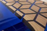 Honeycomb Epoxy Table - Blue Resin Table - River Table | Dining Table in Tables by Tinella Collection. Item composed of walnut and synthetic in contemporary or art deco style