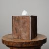 Auburn Brown Hair-On-Hide Leather Single Tissue Box Cover | Toiletry in Storage by Vantage Design