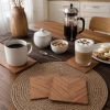 Oak Wood Veneer Marquetry Coasters, Geometric Pattern, Modern Coffee Table Decor (Set of 4) | Tableware by Vesta Corte