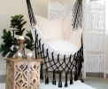 Black & White Macrame Hammock Chair Swing | SERENA B&W | Chairs by Limbo Imports Hammocks. Item composed of cotton & fiber