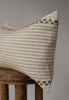 Cream Linen with Brown Stripes and Embroidered Floral Motif | Pillow in Pillows by Vantage Design