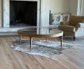Modern Round Wood Coffee Table with Glass Top, USA made | Tables by Marco Bogazzi