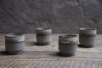 SET OF 4 tea or coffee espresso cup, grey matte edge minimal | Drinkware by Laima Ceramics. Item made of ceramic works with minimalism & rustic style