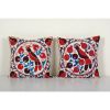 Handmade Square Animal Suzani Pillow Cover - A Pair | Sham in Linens & Bedding by Vintage Pillows Store. Item made of cotton