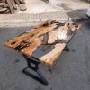Custom Live Edge Epoxy Resin Dining Table | Tables by Ironscustomwood. Item made of wood with metal