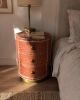 Handmade Bone Inlay Round Nightstand Sunburst Boho Bedside Table with Drawers | Storage by IKKAZA