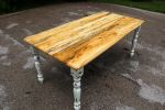 Spalted Maple Farmhouse Dining Table with White-Distressing | Tables by Hazel Oak Farms | Ercole Home in New York. Item made of wood