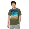 Unisex T-Shirt - Good Tidings - Fluid Blue Gold Ocean Art | Work by Eman's Gallery