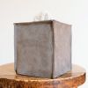 Hippopotamus Grey Leather Single Tissue Box Cover | Toiletry in Storage by Vantage Design