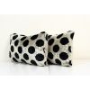 Set of Two Ikat Black Polka Dot Lumbar Pillow | Sham in Linens & Bedding by Vintage Pillows Store. Item made of cotton