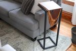Extra tall Live-edge Walnut Waterfall C-table | End Table in Tables by Hazel Oak Farms. Item composed of walnut
