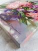 Bluebell flowers peony painting in purple glass vase floral | Oil And Acrylic Painting in Paintings by Natart. Item composed of canvas & synthetic