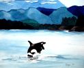 Orca Breach | Prints by Brazen Edwards Artist. Item made of canvas with paper