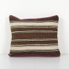 Square Handwoven Striped Kilim Hemp Cushion, Bohemian Hemp P | Pillows by Vintage Pillows Store