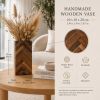 Handmade Walnut Wooden Vase, Modern Marquetry Decor, Scandinavian Minimalist Home Accent, Housewarming Gift | Vases & Vessels by Vesta Corte