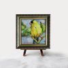 American goldfinch bird oil painting original framed 4x4 | Oil And Acrylic Painting in Paintings by Natart. Item composed of synthetic compatible with modern style