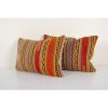 Tribal Couch Lumbar, Vintage Striped Turkish Kilim Pillow | Cushion in Pillows by Vintage Pillows Store. Item composed of cotton