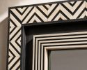 Art Deco Bone Inlay Chevron Mirror, Geometric Wall Decor, Handcrafted Black and White Frame | Decorative Objects by IKKAZA
