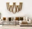 Boho Fiber Wall Hanging – Cascading String Art with Wooden Dowels, Neutral Beige Tones | Macrame Wall Hanging in Wall Hangings by RavaTapestryArt