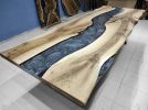 Custom Order Live Edge Walnut Epoxy Table -Metallic Gray | Dining Table in Tables by LuxuryEpoxyFurniture. Item made of wood with synthetic