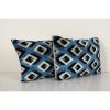 Blue Silk Ikat Velvet Pillow Cover - Set of Two Uzbek Lumbar | Sham in Linens & Bedding by Vintage Pillows Store. Item composed of cotton