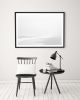 Minimalist black and white 'Misty Beach' photography print | Photography by PappasBland. Item made of paper works with minimalism & contemporary style
