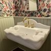 Scalloped White Marble Wall Mount Sink, Floating Carrara Marble Bathroom Basin | Water Fixtures by AYMARBLEDESIGN LLC