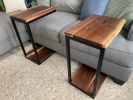 Live-Edge Walnut C-Table | Side Table in Tables by Hazel Oak Farms. Item composed of walnut & steel compatible with minimalism and mid century modern style