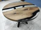 Custom 42" Diameter, Round Walnut Wood, Clear Epoxy Dining | Dining Table in Tables by LuxuryEpoxyFurniture. Item composed of wood and synthetic