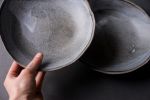 Speckled GREY on GREY  handmade shallow bowl, natural | Dinnerware by Laima Ceramics. Item made of stoneware works with minimalism & rustic style