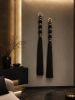 Black Gold Macrame Wall Hanging, Extra Long Tassel Wall Tapestry, Modern Fiber Art | Wall Hangings by İnanç Yılmaz