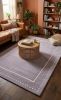 Hand-Tufted Wool Area Rug, Lavender Dotted Border, Cozy Earthy Living Room Carpet | Rugs by Krafcreation. Item composed of cotton compatible with minimalism and contemporary style