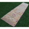 Vintage Pastel Turkish Herki Runner Rug 2'8" X 12'4" | Rugs by Vintage Pillows Store. Item composed of cotton and fiber