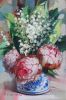 Peony flowers oil painting original on canvas Lily | Oil And Acrylic Painting in Paintings by Natart. Item made of canvas & synthetic compatible with contemporary style