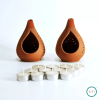 Drova Handmade Terracotta Tealight Holder (Pack of 2) | Candle Holder in Decorative Objects by Lit Lamps - Sustainable Mindful Lighting