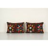 Black Tashkent Velvet Suzani Lumbar Pillow Case Made | Sham in Linens & Bedding by Vintage Pillows Store. Item composed of fabric