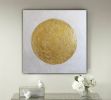 Gold leaf art painting golden circle art abstract round | Oil And Acrylic Painting in Paintings by Berez Art. Item composed of canvas compatible with minimalism and modern style