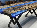Custom Order Hexagon Honeycomb Ocean River Epoxy Resin | Dining Table in Tables by LuxuryEpoxyFurniture. Item composed of wood & synthetic
