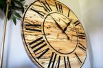 Solid Spalted Maple Wall Clock with Black Lines and Roman Nu | Decorative Objects by Hazel Oak Farms. Item composed of maple wood