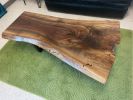 Live Edge Black Walnut Coffee Table with Steel Tube Legs | Tables by Carlberg Design. Item made of walnut & steel compatible with minimalism and country & farmhouse style