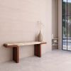 Basso Genuine Travertine Top Console Table 16"x 59" | Tables by Holzsch