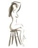 Sultry Female Figurative Sumi-e | Prints by Brazen Edwards Artist. Item composed of canvas and paper