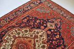 Antique Rug | 4.5 x 6.6 | Rust Pink Navy Beige French Blue | Area Rug in Rugs by The Loom House. Item composed of fiber
