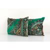 Pair Green Velvet Cushion Cover, Set of Two Designer Lumbar | Pillows by Vintage Pillows Store. Item composed of cotton