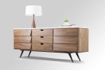Credenza in Solid Board Oak / Walnut, and Marble Top | Storage by Manuel Barrera Habitables. Item made of oak wood & marble