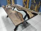 Walnut Wood Transparent Clear Epoxy Table | Coffee Table | Dining Table in Tables by LuxuryEpoxyFurniture. Item made of wood with synthetic